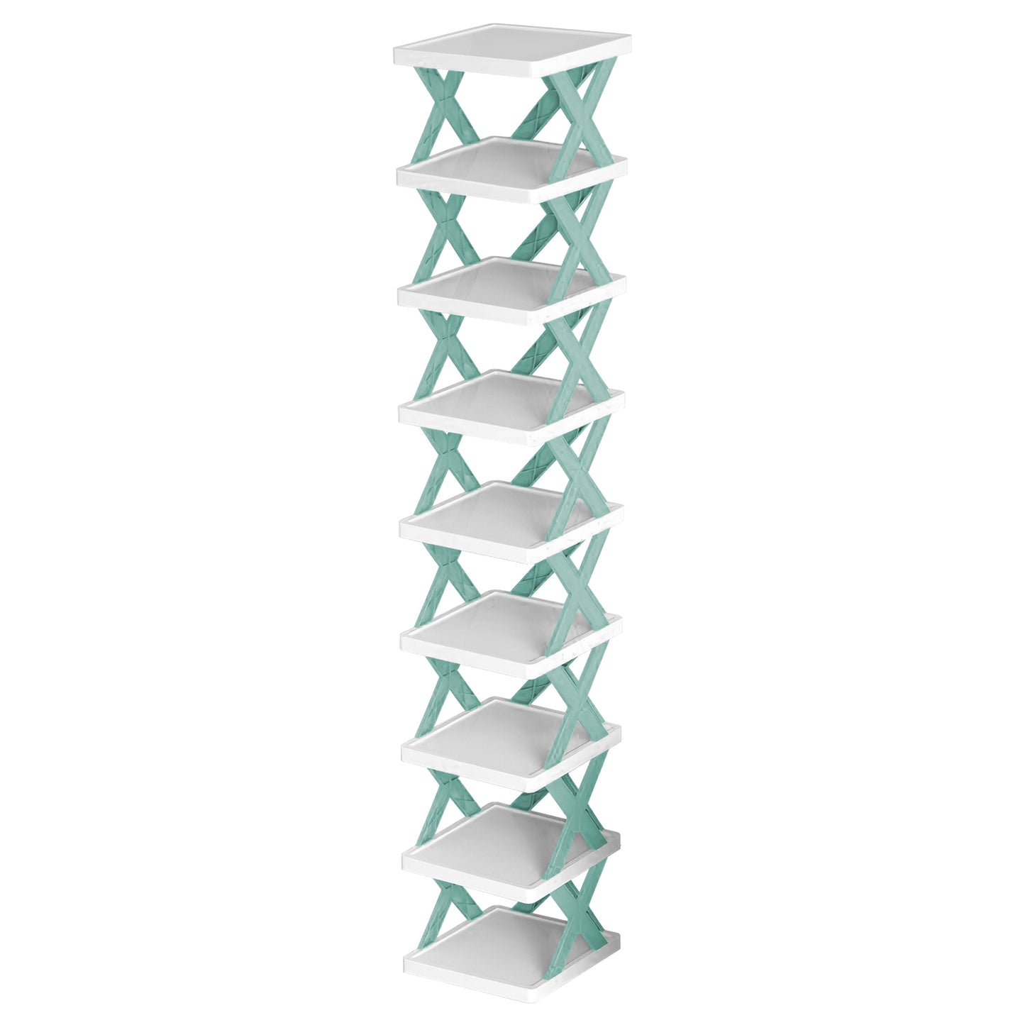 Space-Saving 9-Tier Shoe Rack – Free-Standing Narrow Plastic Shoe Storage Shelf