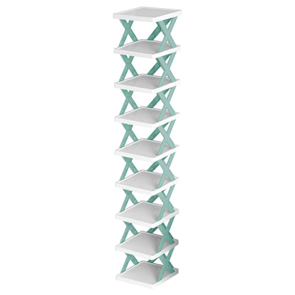 Space-Saving 9-Tier Shoe Rack – Free-Standing Narrow Plastic Shoe Storage Shelf