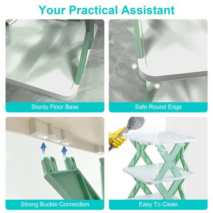 Space-Saving 9-Tier Shoe Rack – Free-Standing Narrow Plastic Shoe Storage Shelf