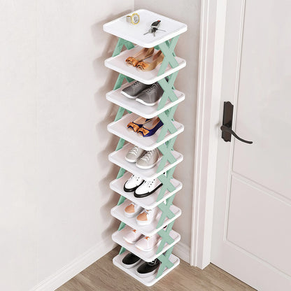 Space-Saving 9-Tier Shoe Rack – Free-Standing Narrow Plastic Shoe Storage Shelf