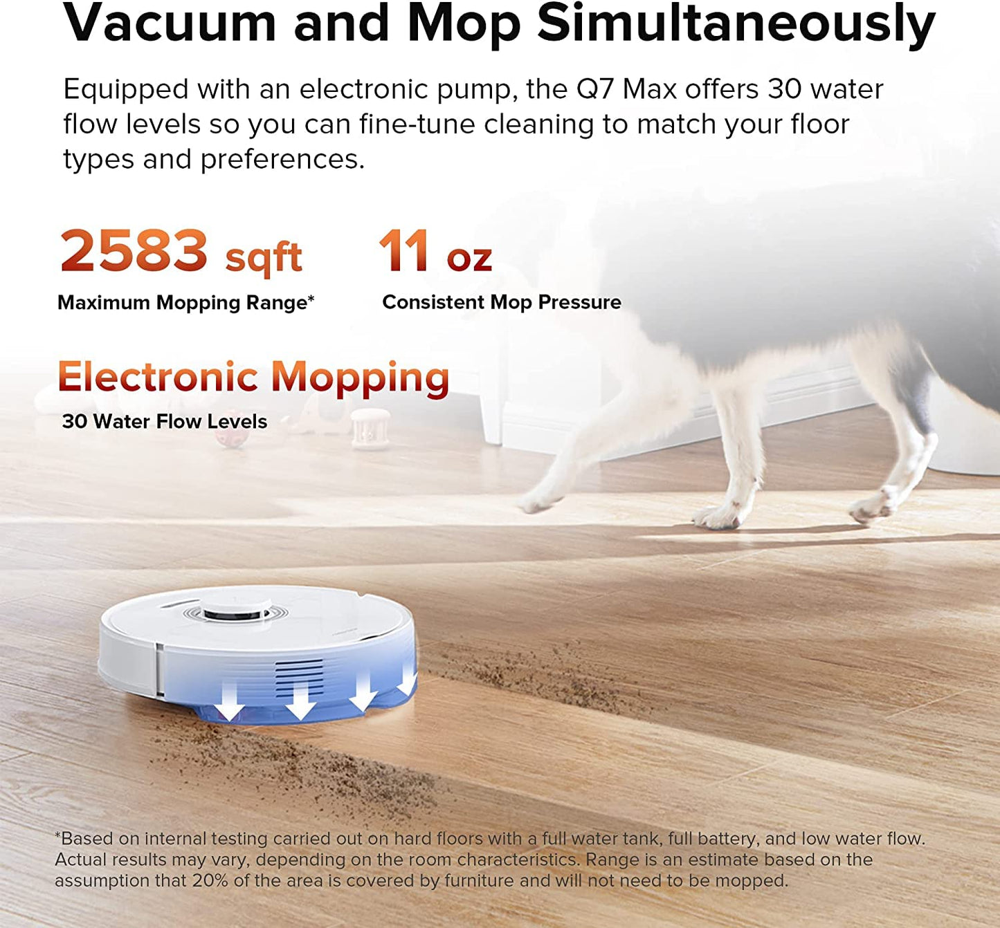 roborock Q7 Max Robot Vacuum and Mop Cleaner, 4200Pa Strong Suction, Lidar Navigation, Multi-Level Mapping,