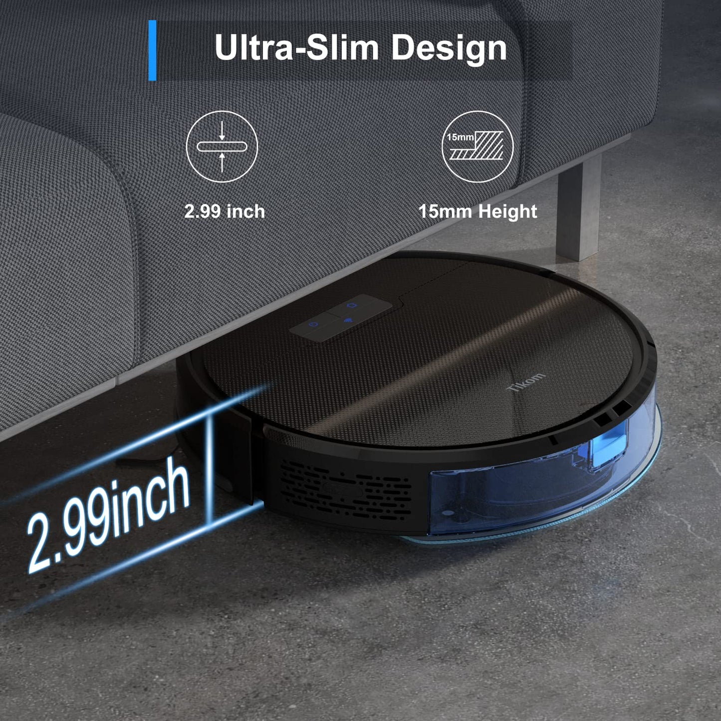 Tikom G8000 Pro Robot Vacuum and Mop Combo, 4500Pa Suction, 150Mins Max, Robotic Vacuum Cleaner with Self-Charging,
