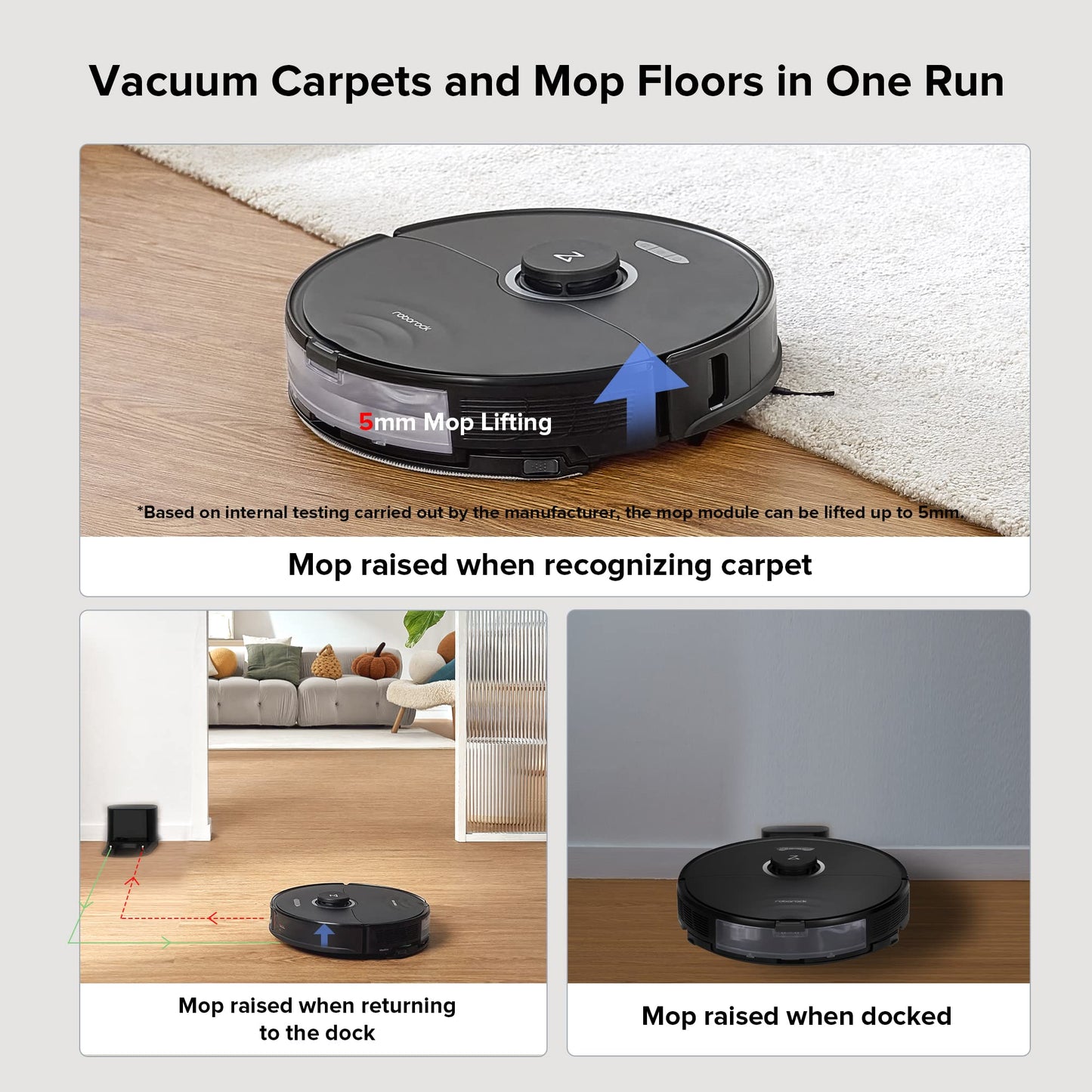 roborock S8 Robot Vacuum and Mop Cleaner, DuoRoller Brush, 6000Pa Suction, ReactiveAI 2.0 Obstacle Avoidance,