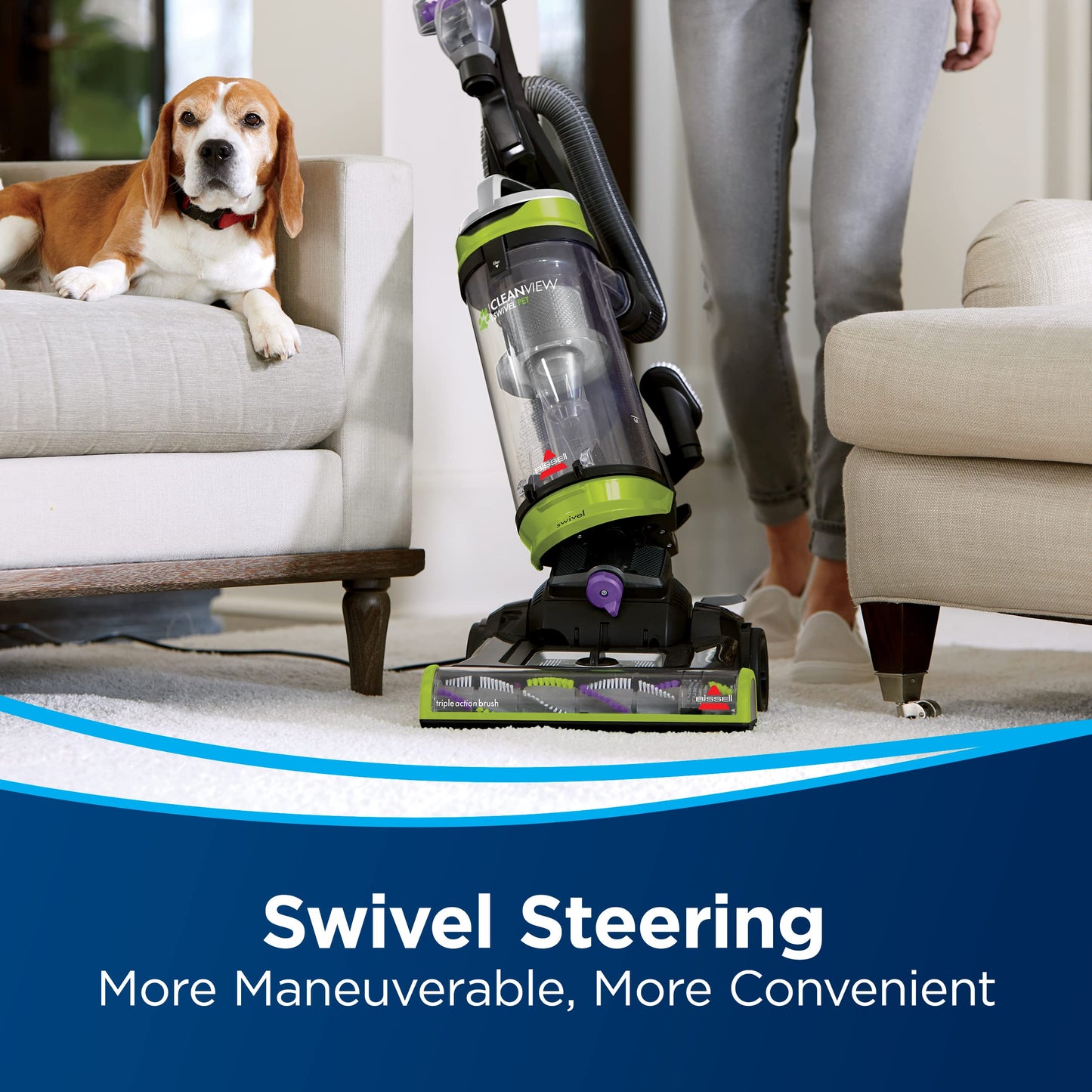 BISSELL 2252 CleanView Swivel Upright Bagless Vacuum with Swivel Steering, Powerful Pet Hair Pick Up